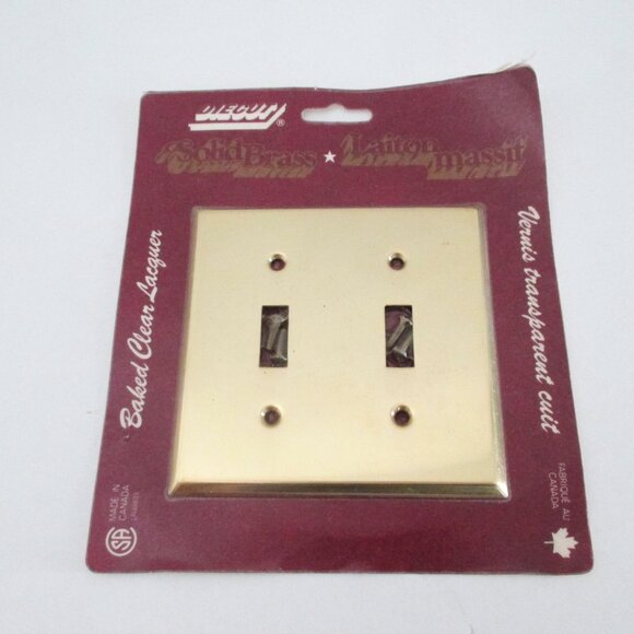 Brass Double Switch Plate Cover Made in Canada Still New in Package - Picture 2 of 5